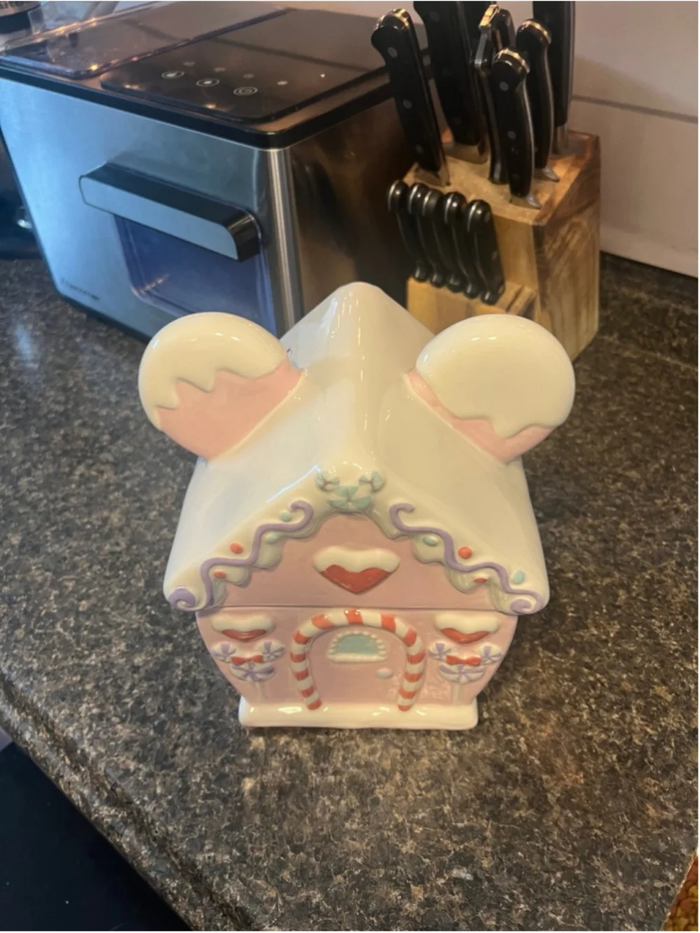 New Christmas Disney Minnie Mouse Gingerbread House Cookie Jar Canister